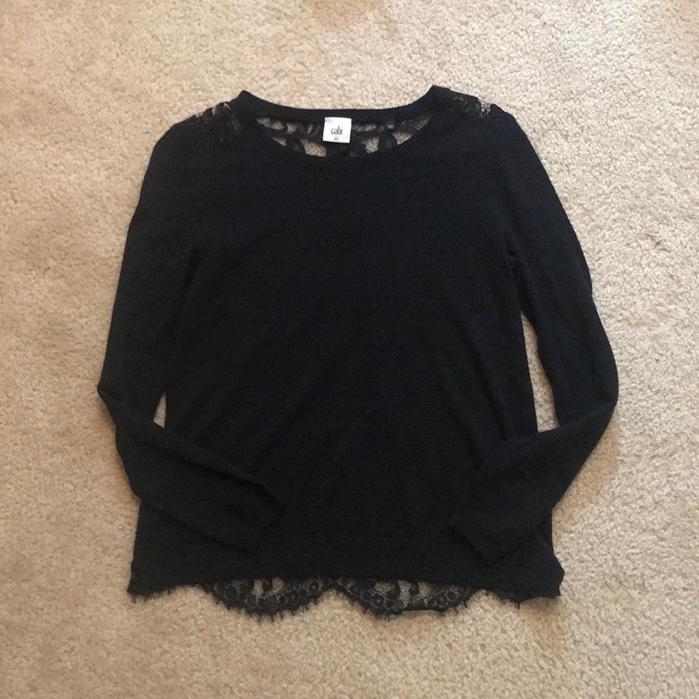 CAbi Black Womens Lace Sweater